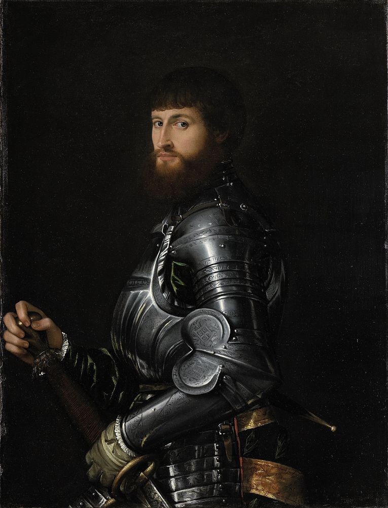 Portrait of a Nobleman in Armor (1540 - 1560) by anonymous, Giambattista Moroni and Lorenzo Lotto