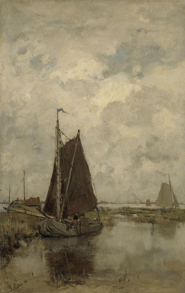 Ships in Dull Weather (1877) by Jacob Maris