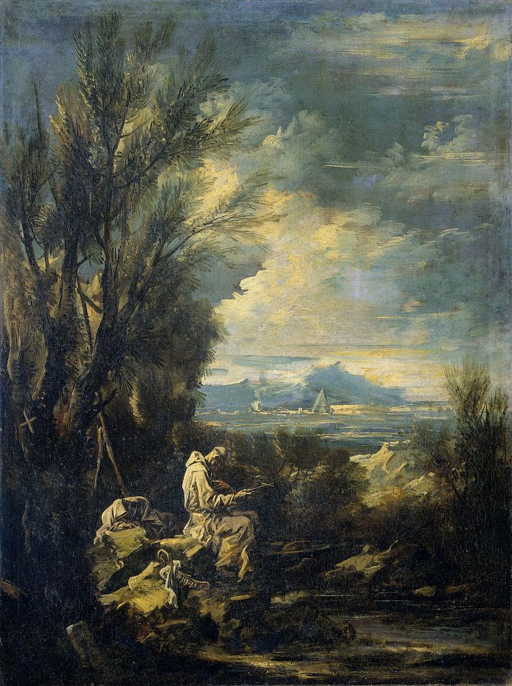 Landscape with Saint Bruno ? (1700 - 1749) by Alessandro Magnasco