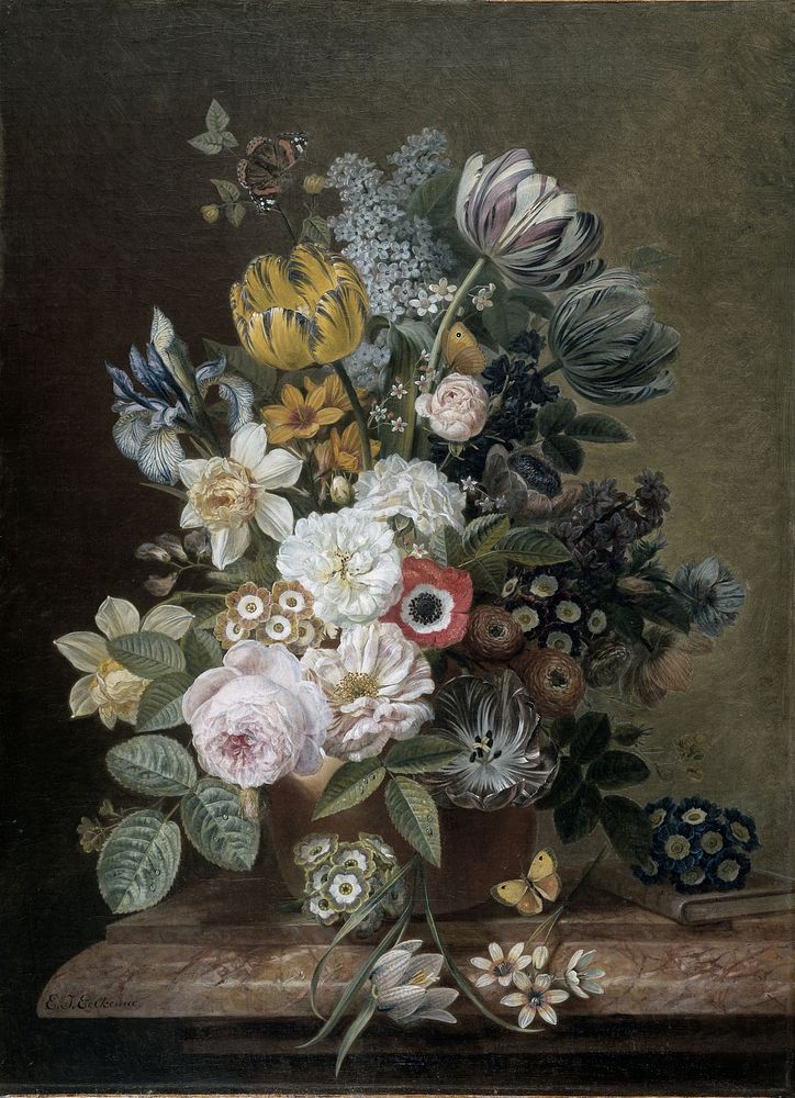 Still Life with Flowers (1815 - 1839) by Eelke Jelles Eelkema