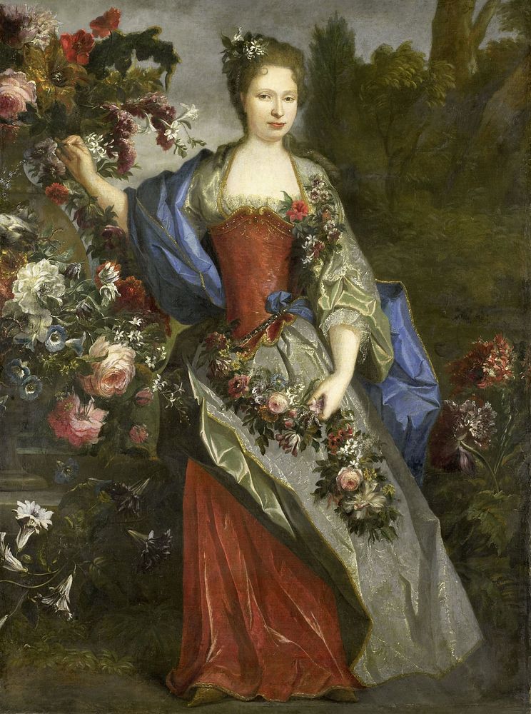 Portrait of a Woman, according to tradition Marie Louise Elisabeth d'Orléans (1695-1719), Duchesse de Berry, as Flora (1690 …