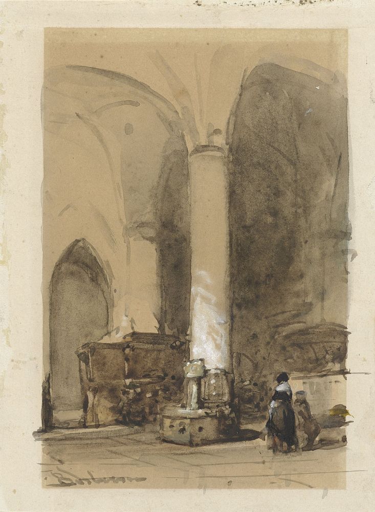 Interieur van de Grote of Andreaskerk te Hattem (1851) by Johannes Bosboom