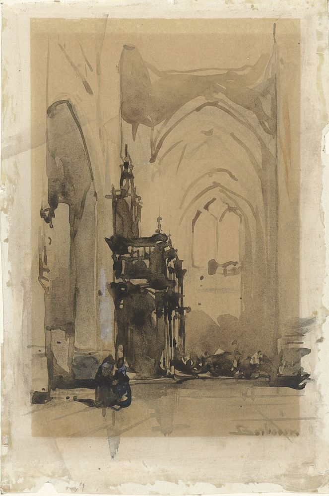 Gezicht op het oxaal van de Sint-Janskathedraal te 's-Hertogenbosch (1851) by Johannes Bosboom