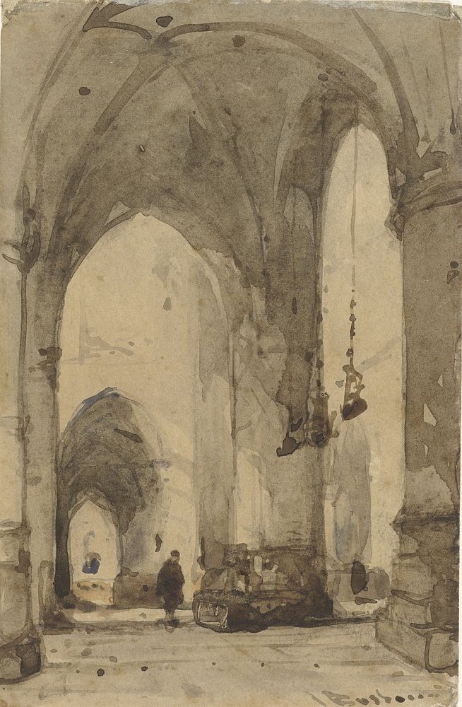 Interieur van de Sint Bavokerk in Haarlem (1851) by Johannes Bosboom