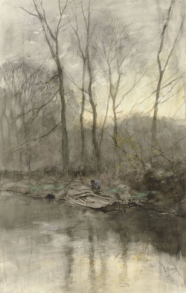 Bosrand aan het water (1848 - 1888) by Anton Mauve