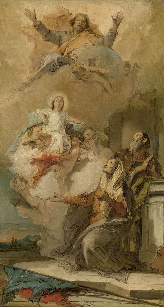 The Immaculate Conception (Joachim en Anna receiving the Virgin Mary from God the Father) (c. 1757 - c. 1759) by Giovanni…