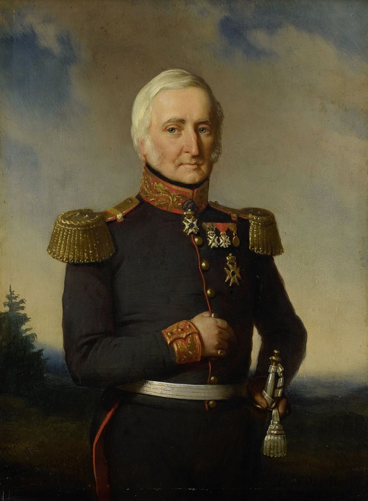 Huibert Gerard Baron Nahuys van Burgst (1782-1858). Lid van de Raad van Nederlands Oost Indië, in het uniform van generaal…