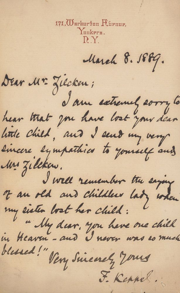 Brief aan Philip Zilcken (1889) by Frederick Keppel