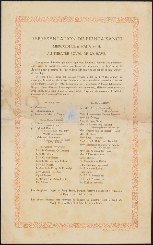Programma uit archief Philip Zilcken (1918) by Philip Zilcken, anonymous and Henri Verstijnen
