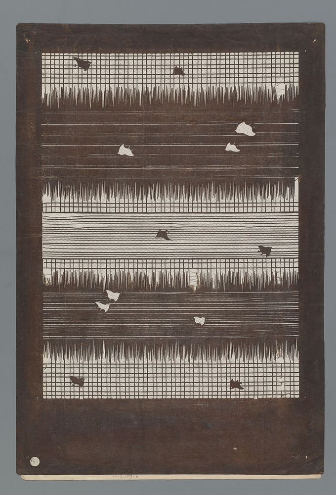 Sjabloon met vallende bladeren en lijnen (1800 - 1909) by anonymous