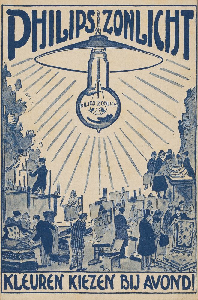 Philips zonlicht. Kleuren kiezen bij avond (1918 - 1919) by anonymous and Leo Gestel