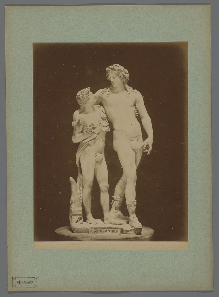 Sculptuur van Bacchus en Ampelos in de Galleria degli Uffizi te Florence, Italië (1857 - 1900) by Fratelli Alinari, Fratelli…