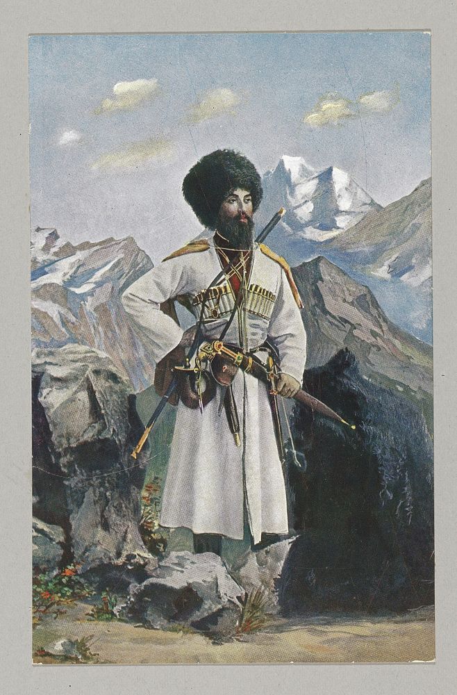 Gewapende Kaukasische man (c. 1895 - c. 1915) by anonymous