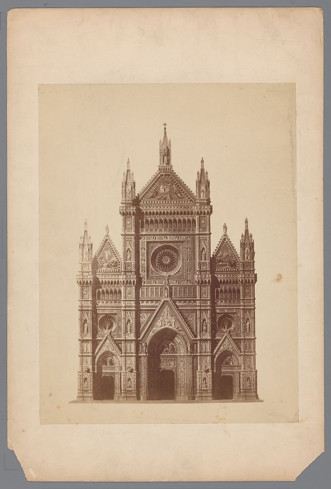 Fotoreproductie van vermoedelijk een prent van een kerkfaçade (c. 1875 - c. 1900) by Paolo Lombardi