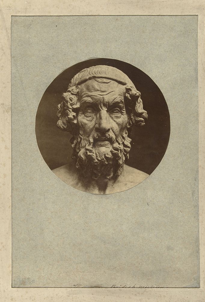 Sculptuur van Homerus in het British Museum (1851 - 1880) by Stephen Thompson and W A Mansell
