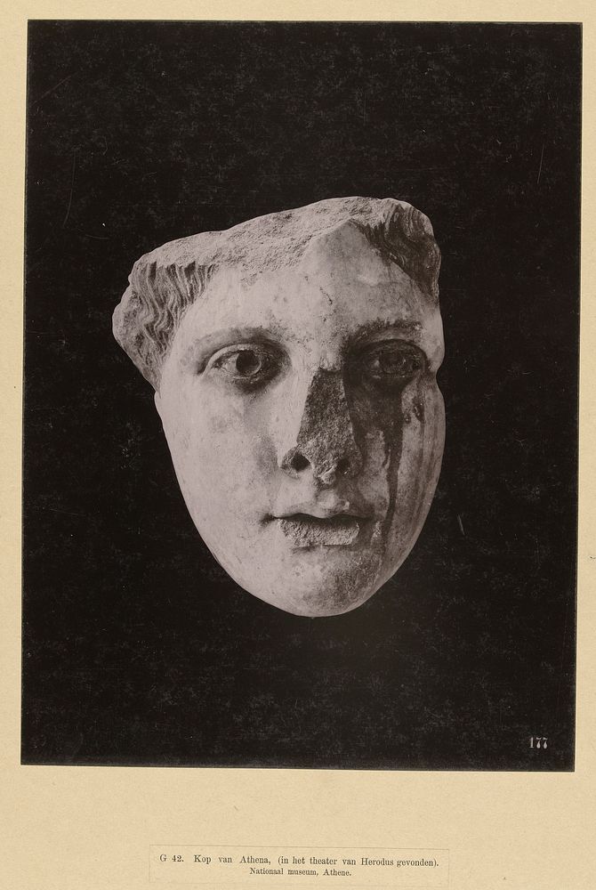 Hoofd van een beeld van Athena (c. 1890 - 1895) by anonymous, anonymous and anonymous