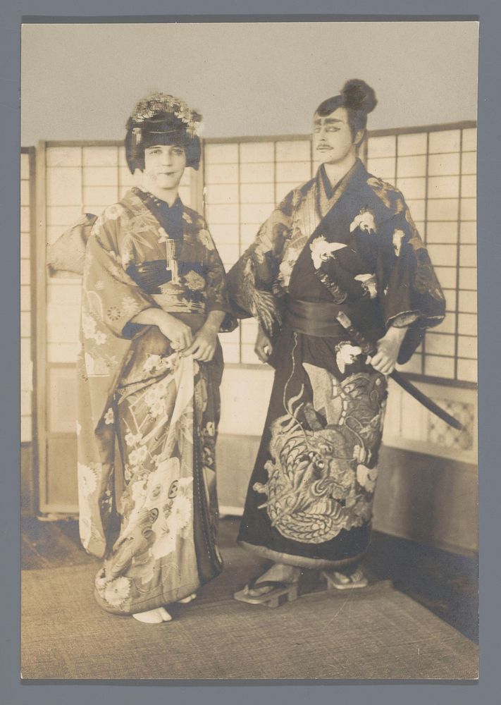 Man en vrouw in kimono, Japan