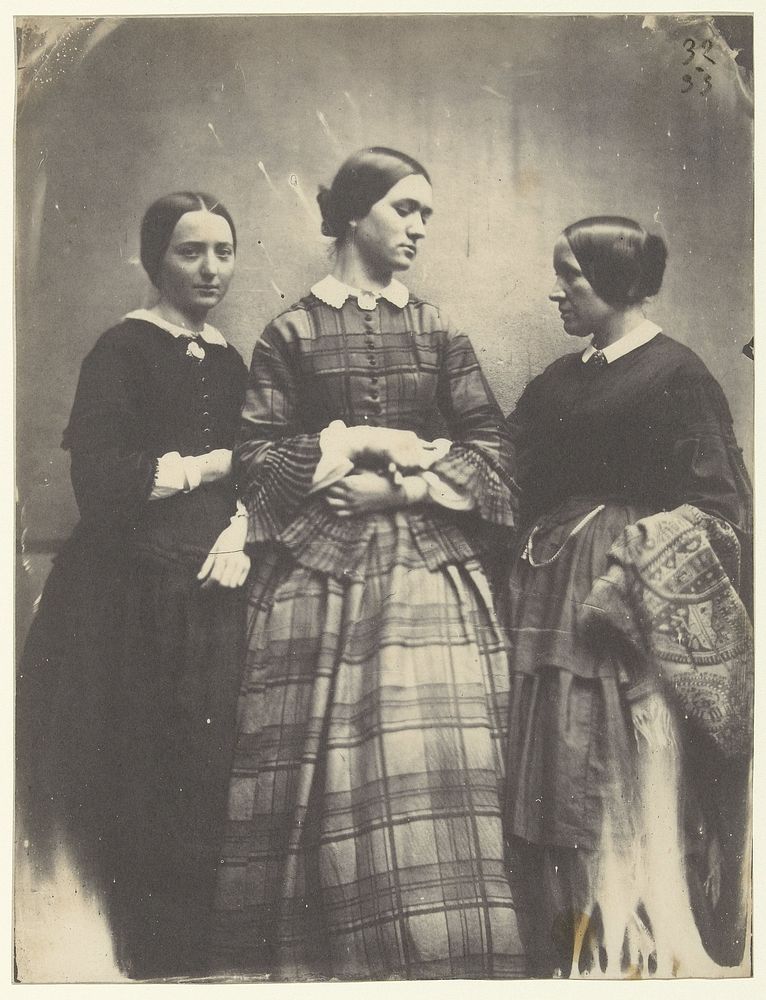 Portret van Caroline Claudine Frénet, Marie Frénet-Frapa en Marie Blandine Frénet (c. 1852 - c. 1865) by Jean Baptiste Frénet