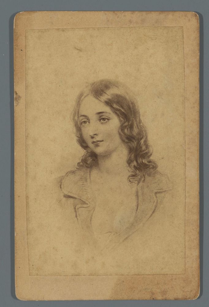 Fotoreproductie van een tekening van een portret van een onbekende vrouw (1850 - 1900) by anonymous, anonymous and L J…