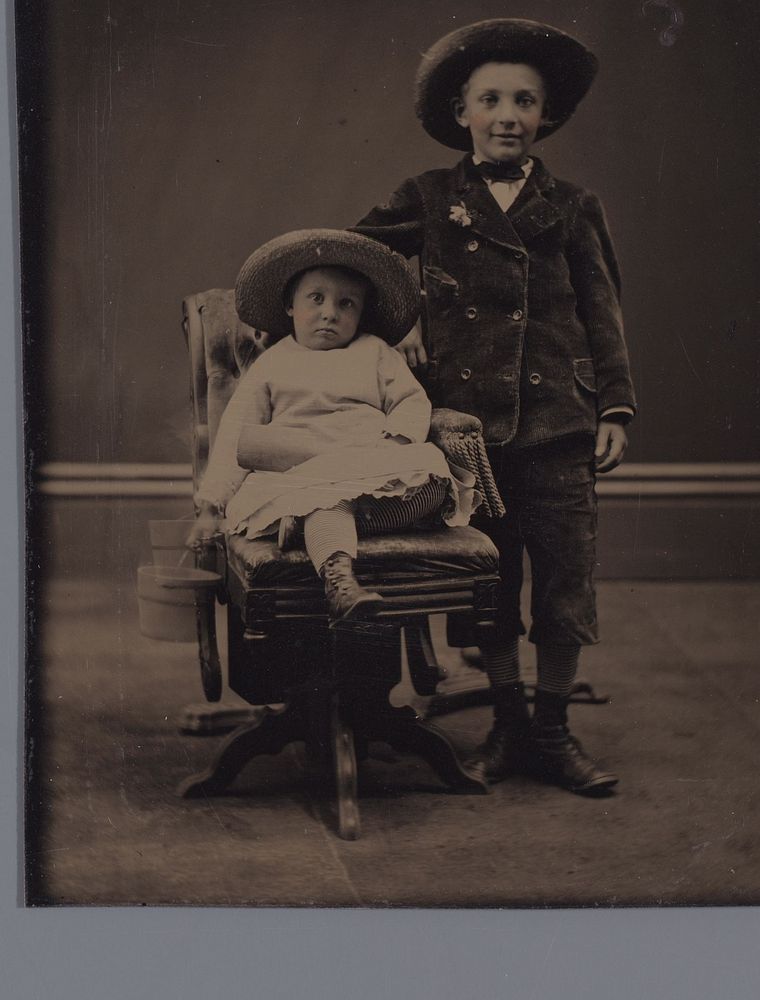 Portret van twee onbekende kinderen (1878) by anonymous