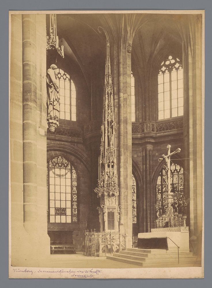 Sacramentstoren in de Sint-Laurentiuskerk te Neurenberg (1860 - 1890) by anonymous and Adam Kraft
