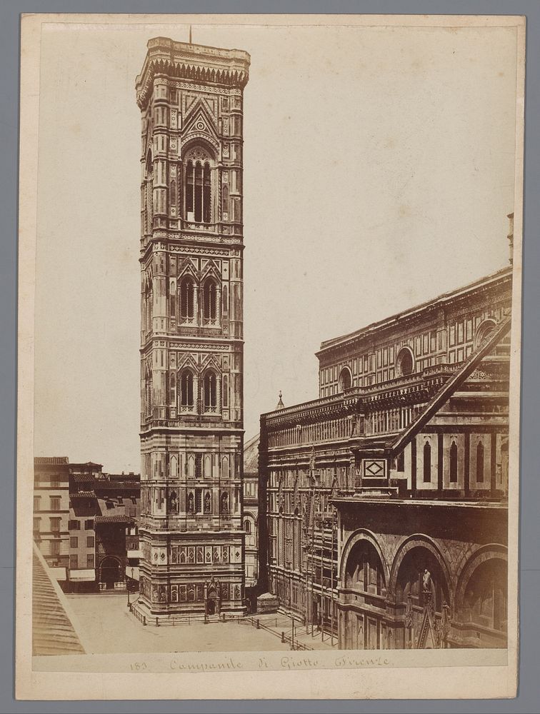 Gezicht op Giotto's Campanile te Florence, Italië (1851 - 1900) by anonymous