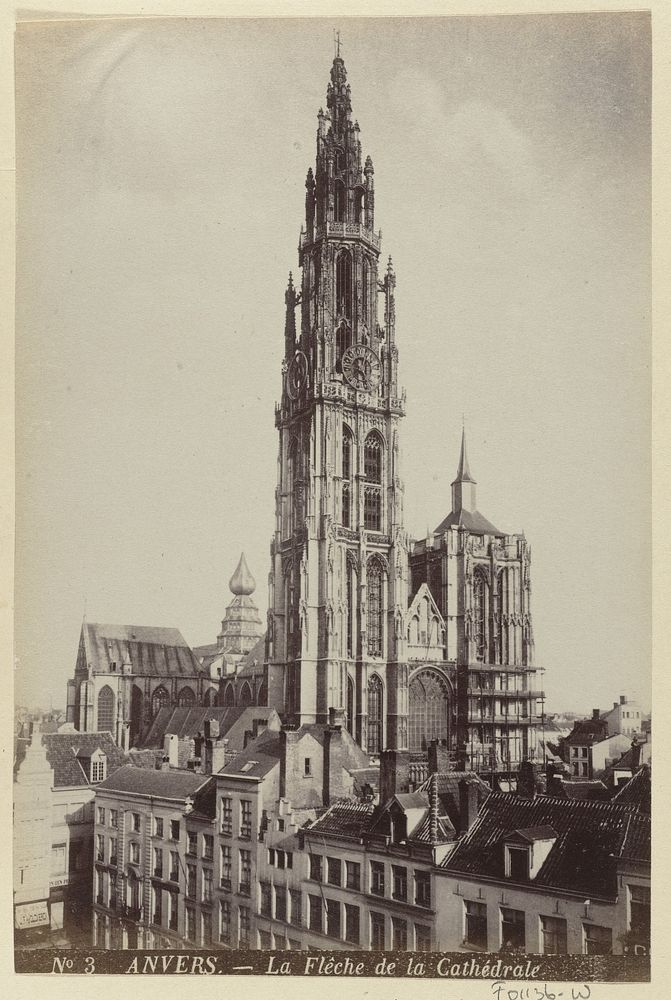 Exterieur van de Onze-Lieve-Vrouwekathedraal in Antwerpen (c. 1870 - c. 1892) by Gustave Hermans