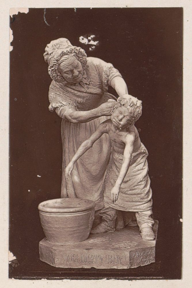 Beeld 'You Dirty Boy!' van Giovanni Focardi, mogelijk opgesteld op de Wereldtentoonstelling te Parijs in 1889 (1878 - 1890)…