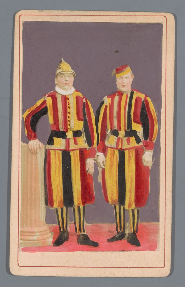 Portret van twee onbekende leden van de Zwitserse Garde (1880 - 1920) by anonymous