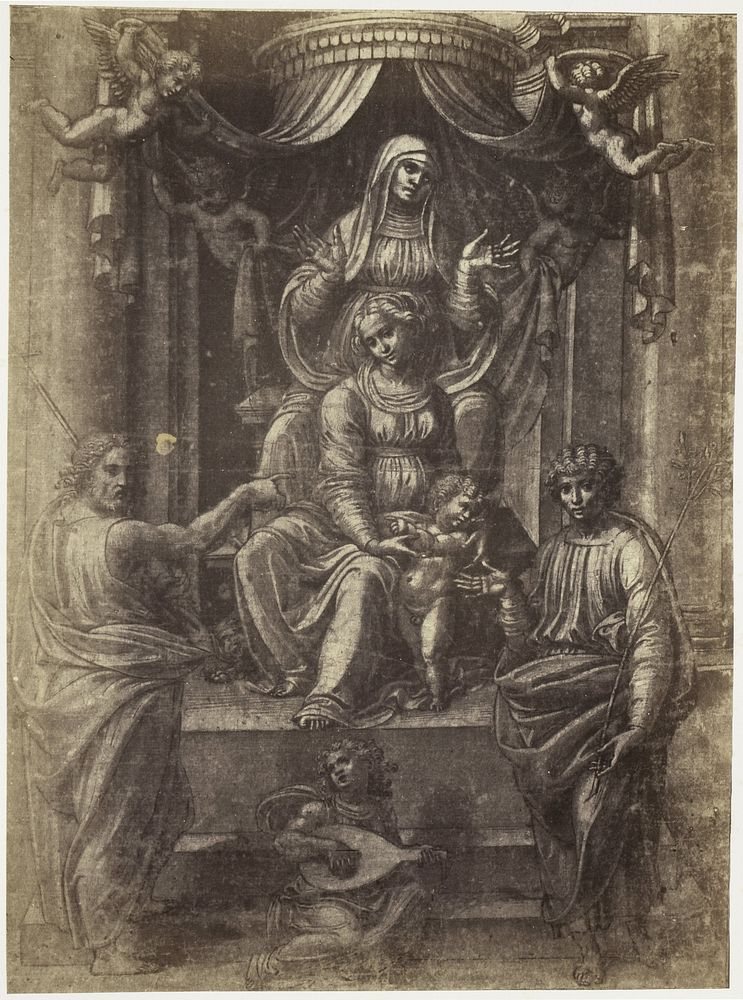 Fotoreproductie van een tekening van Rafaël, Anna, Maria en Christus (c. 1852 - in or before 1857) by Charles Thurston…