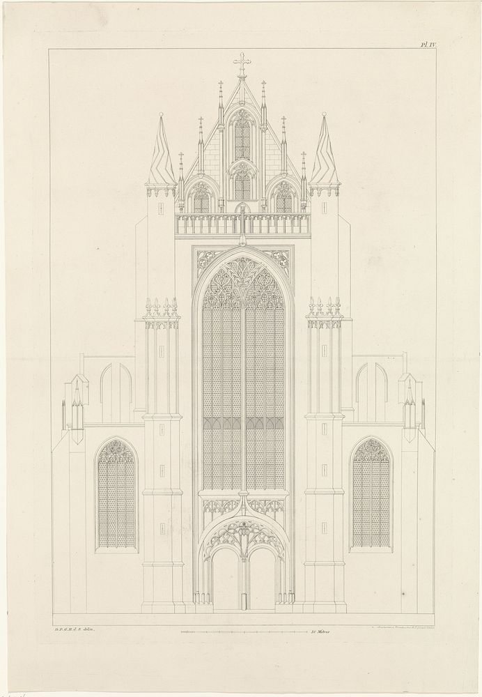 Noordportaal van de Hooglandse kerk te Leiden (1827) by Alphonse Pierre Giraud and David Pièrre Giottino Humbert de…