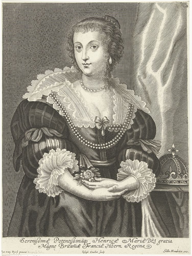 Portret van Henrietta Maria, echtgenote van Karl I van Engeland (c. 1645 - 1678) by Adriaen Lommelin, Joseph Antoine Cochet…