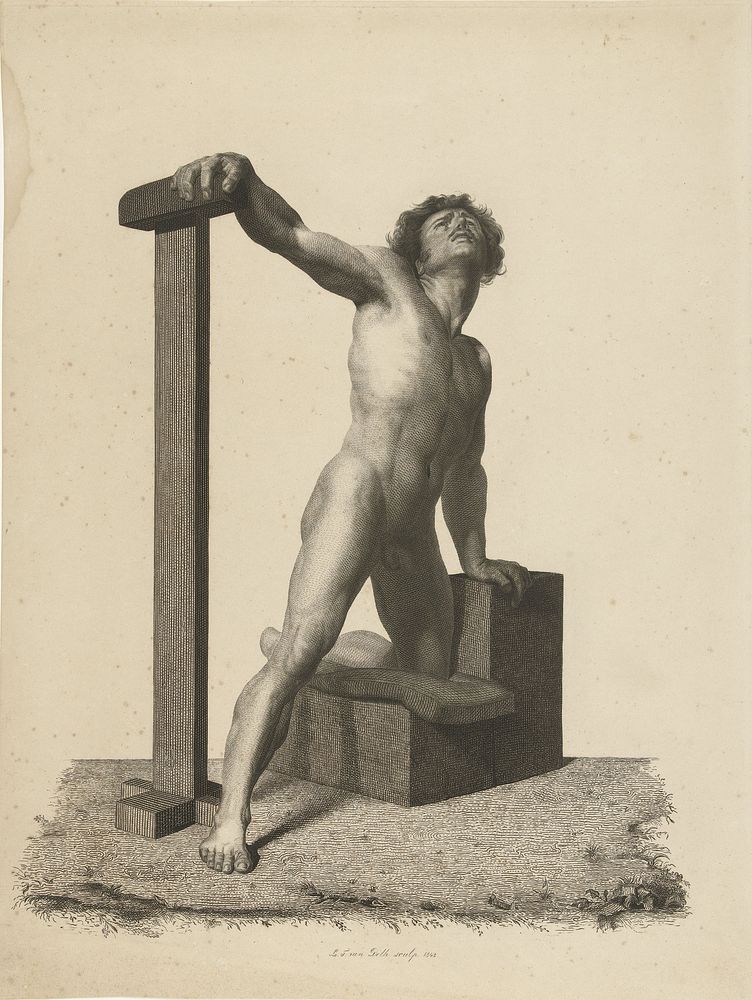 Studie van mannelijk naakt (1842) by Lubertus Teunis van Deth and Lubertus Teunis van Deth