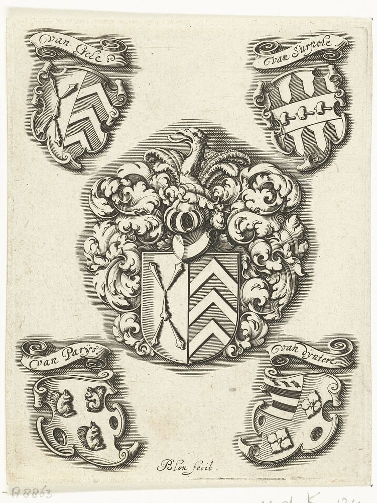 Wapenschilden van de familie Van Gele (c. 1611 - c. 1625) by Michiel le Blon, Michiel le Blon and Michiel le Blon