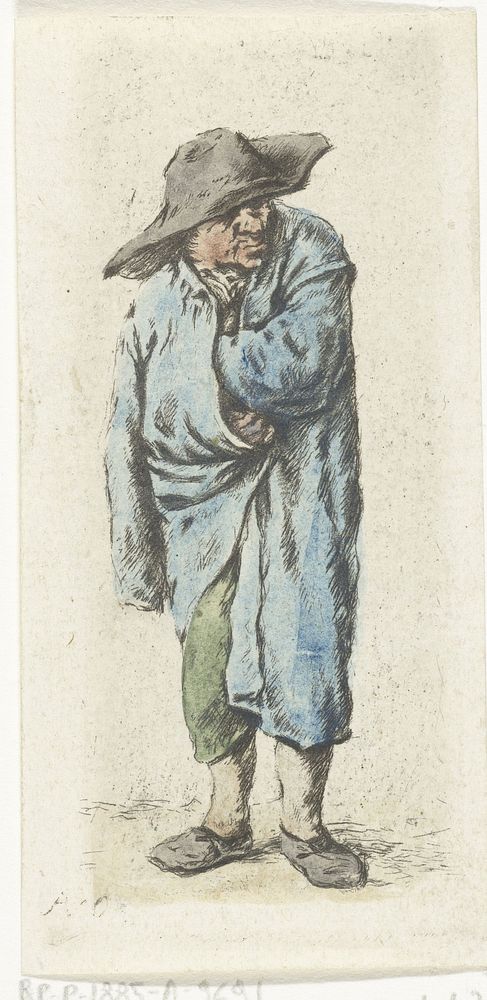 Staande boer met hand en arm in zijn mante (1724 - 1798) by Jurriaan Cootwijck and Adriaen van Ostade