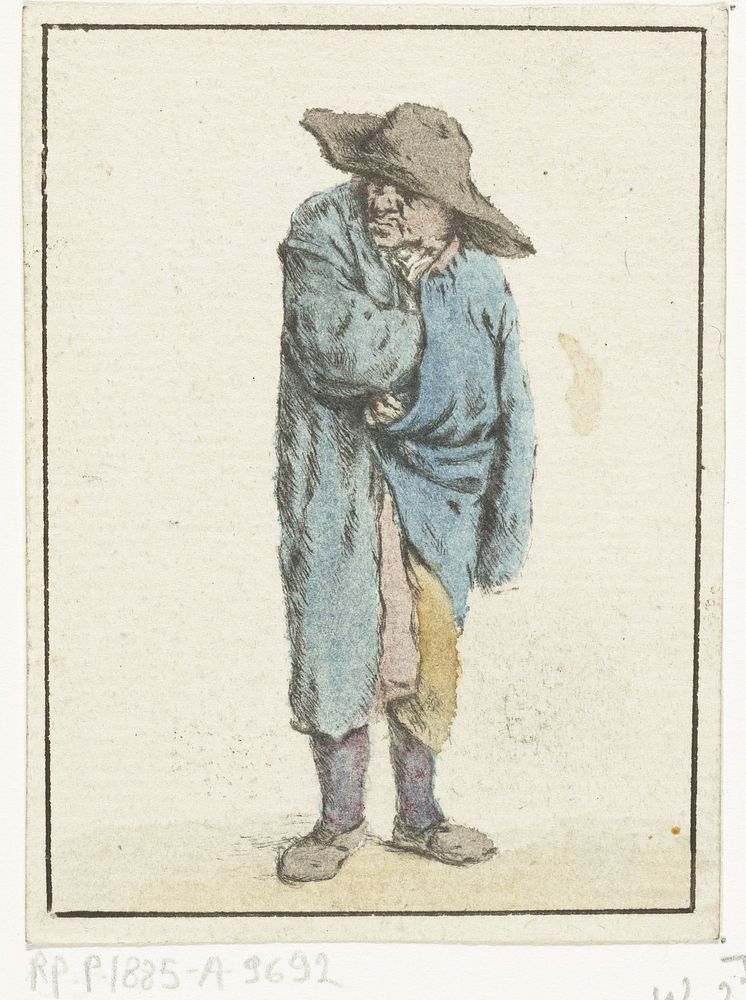 Staande boer met hand en arm in zijn mantel (1724 - 1798) by Jurriaan Cootwijck and Adriaen van Ostade