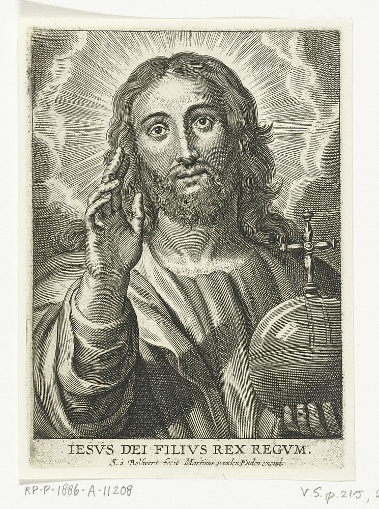 Christus als Salvator Mundi (1596 - 1659) by Schelte Adamsz Bolswert, Peter Paul Rubens and Martinus van den Enden