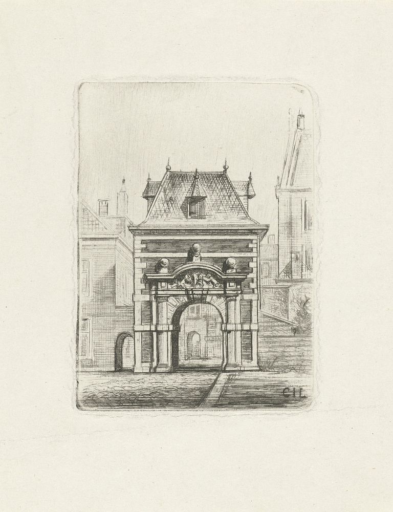 Poort op het Binnenhof te Den Haag (1854 - 1887) by Cornelis Johan Laarman