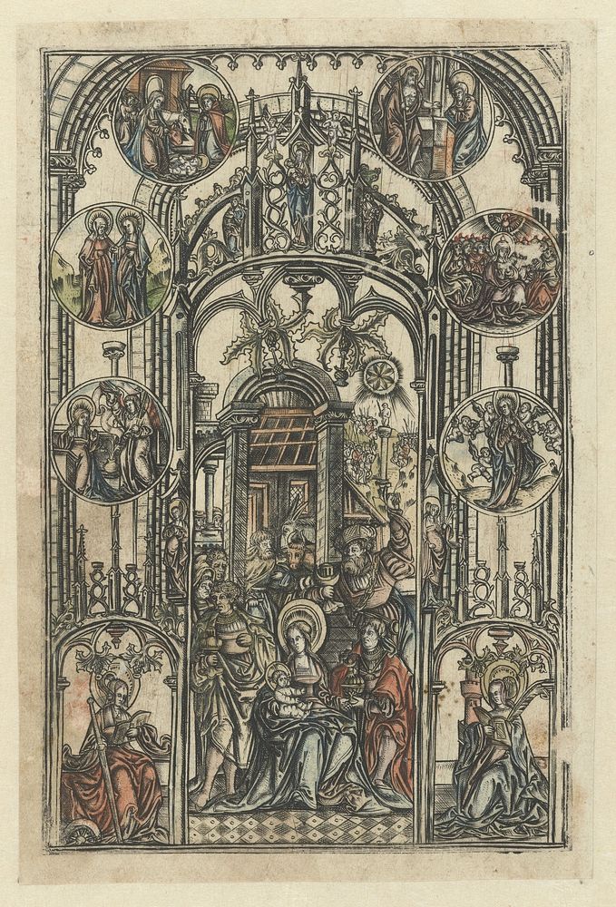 De aanbidding der koningen (1510 - 1530) by Monogrammist S 16e eeuw