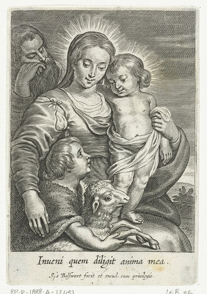 Heilige familie met Johannes de Doper en lam (1596 - 1659) by Schelte Adamsz Bolswert, Peter Paul Rubens and Schelte Adamsz…