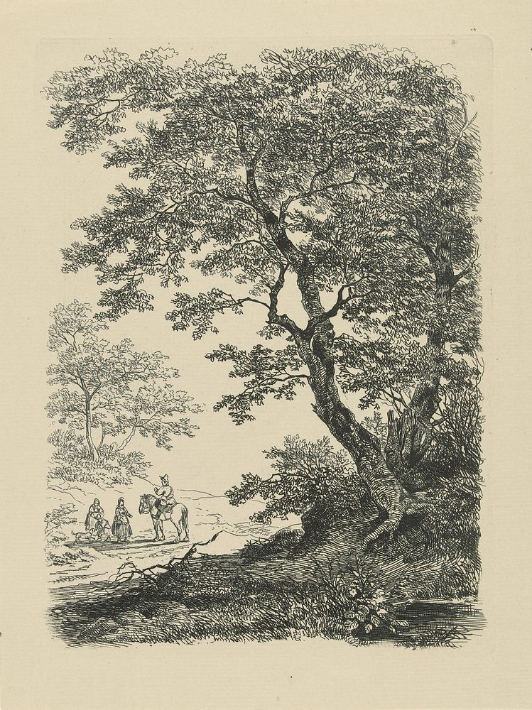 Reizigers op een bospad (c. 1827 - 1888) by Remigius Adrianus Haanen