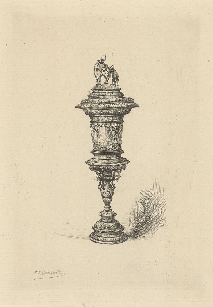 Zilveren beker van het Sint-Maartensgilde van Haarlem (1847 - 1880) by Johan Conrad Greive