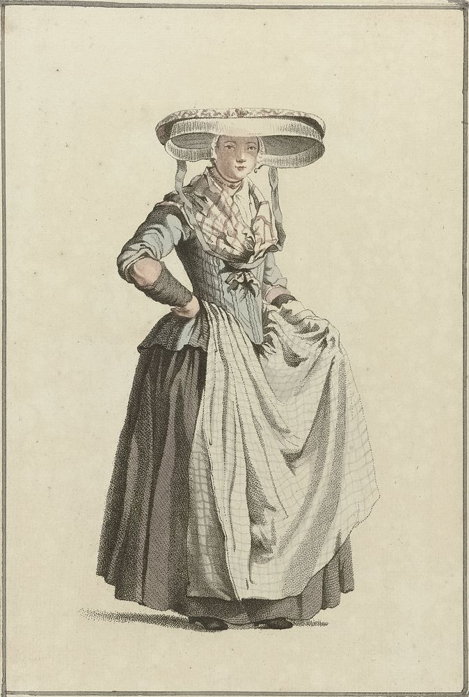 Vrouw met brede hoed (1818 - 1833) by Mathias de Sallieth, Jacob Perkois and Johannes Huibert Prins