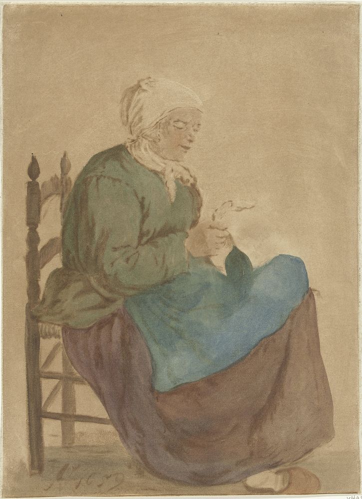 Lezende oude vrouw (1760) by Jurriaan Cootwijck and Gabriël Metsu