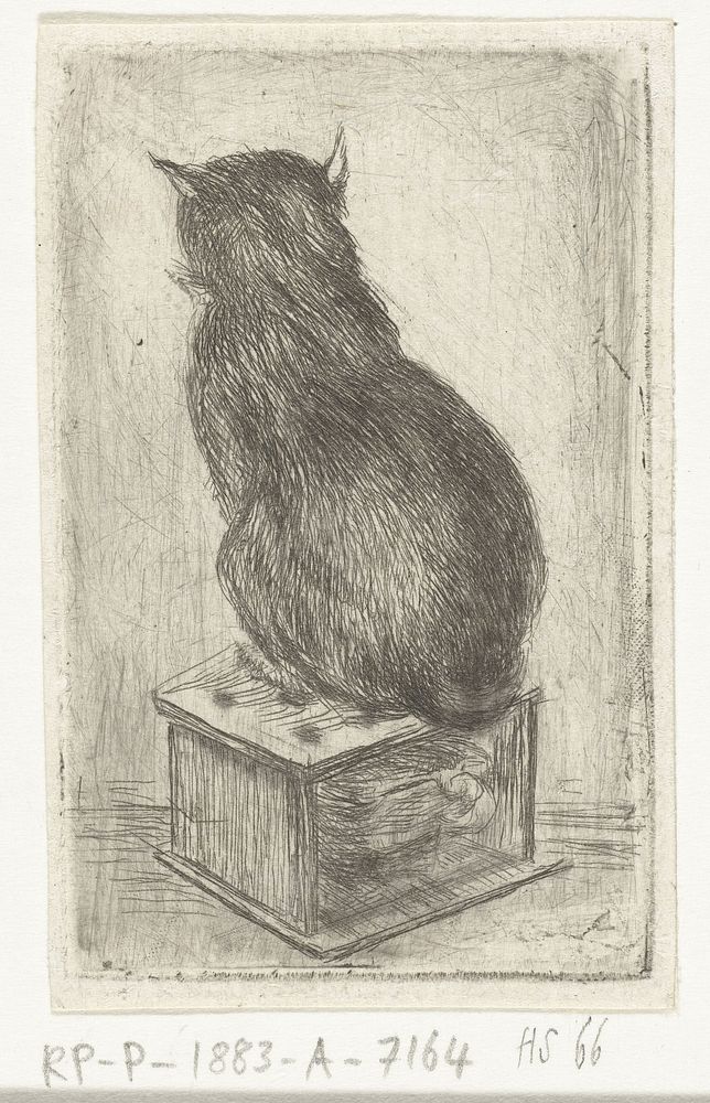 Kat zit op een stoof (1756 - 1817) by Louis Bernard Coclers and Louis Bernard Coclers