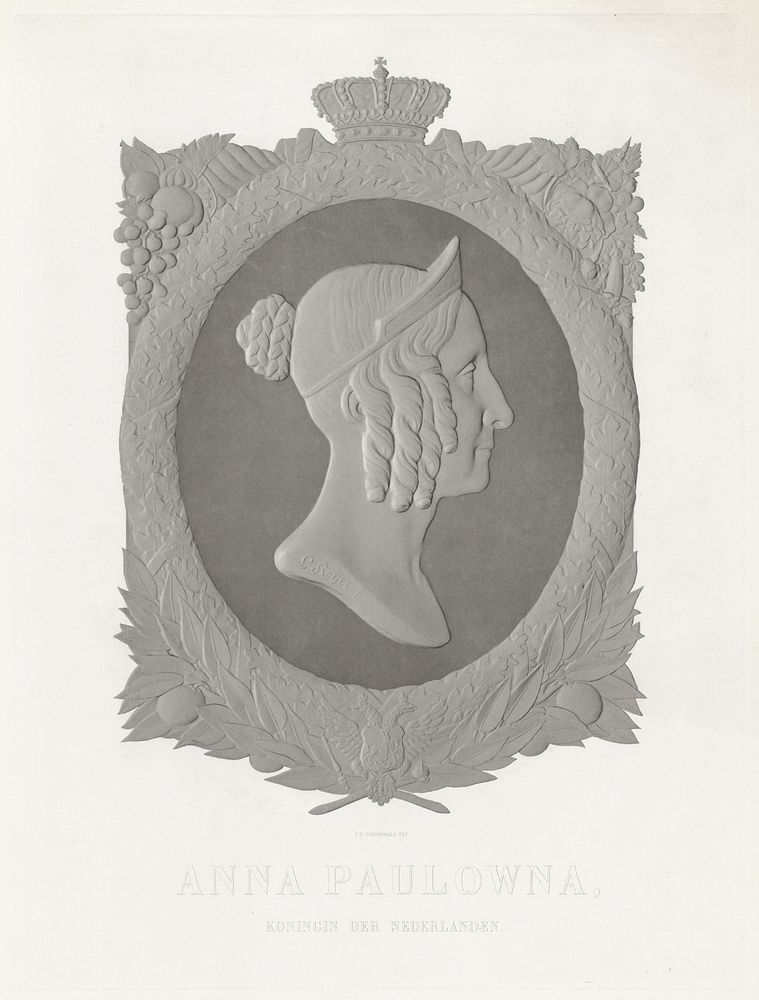 Portret van Anna Paulowna, koningin der Nederlanden (1843 - 1845) by Jan Dam Steuerwald and Louis Royer