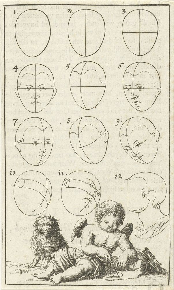 Twaalf hoofden in verschillende standen, gemerkt 1-12 (1682) by Jan Luyken and Willem Goeree