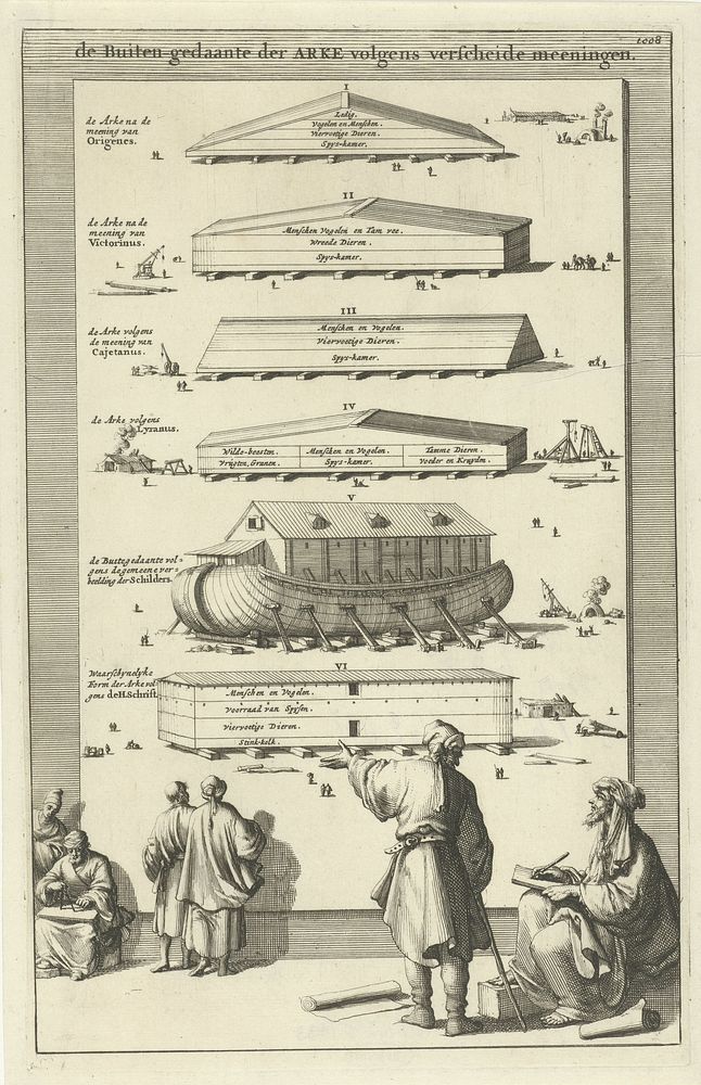 Ark van Noach in zes verschillende gedaantes (1690) by Jan Luyken and Wilhelmus Goeree I