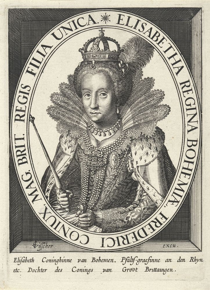 Portret van Elizabeth I Tudor (1612 - 1652) by anonymous and Claes Jansz Visscher II