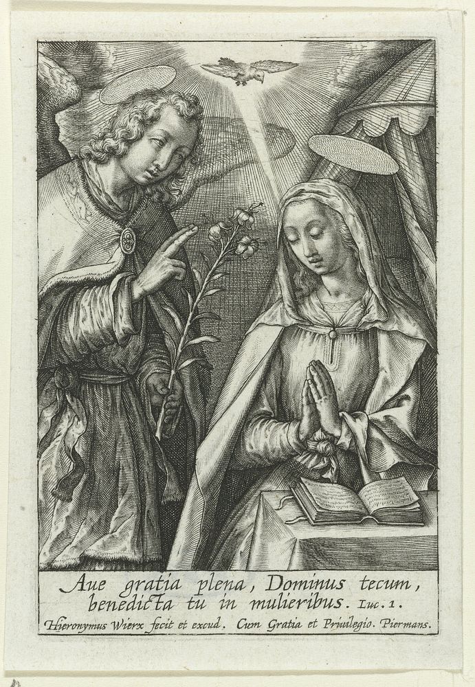 Annunciatie (1563 - before 1619) by Hieronymus Wierix, Hieronymus Wierix and Piermans